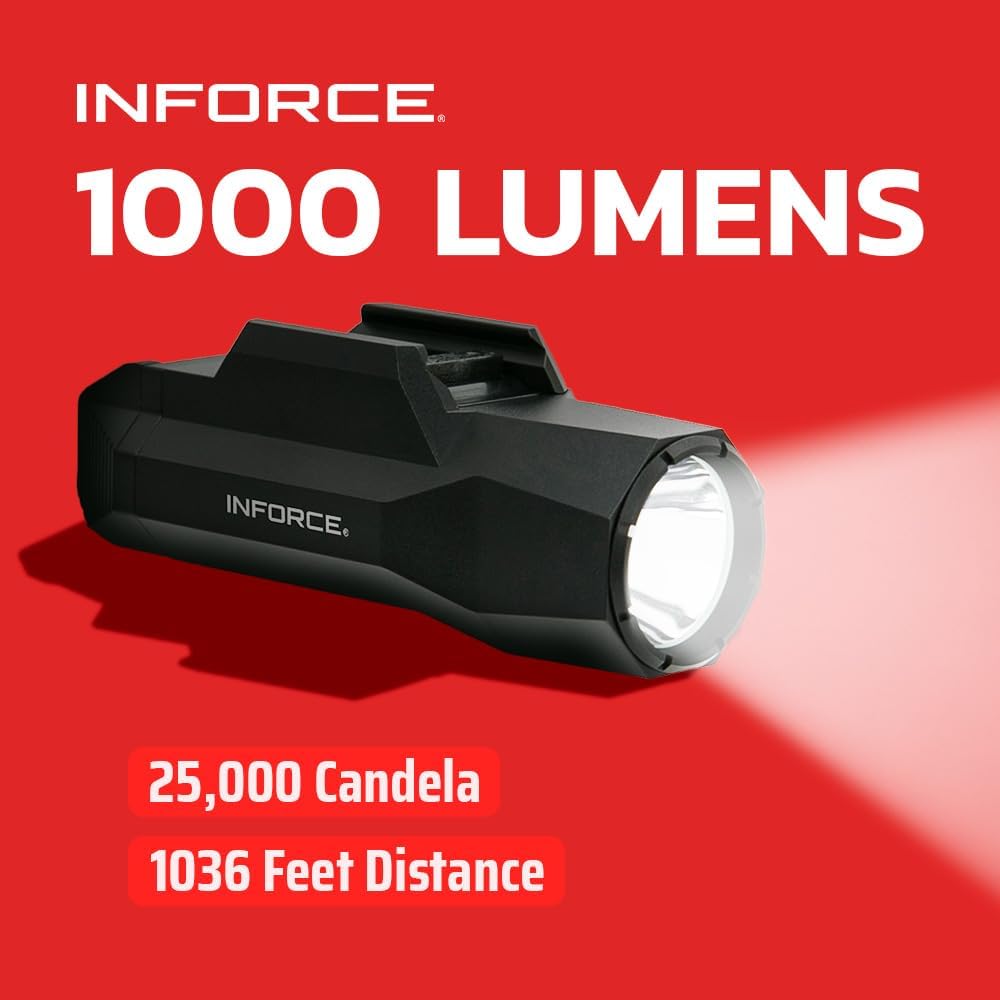 Inforce WILD2 Pistol Mounted Light 1,000 Lumens White Light, Black
