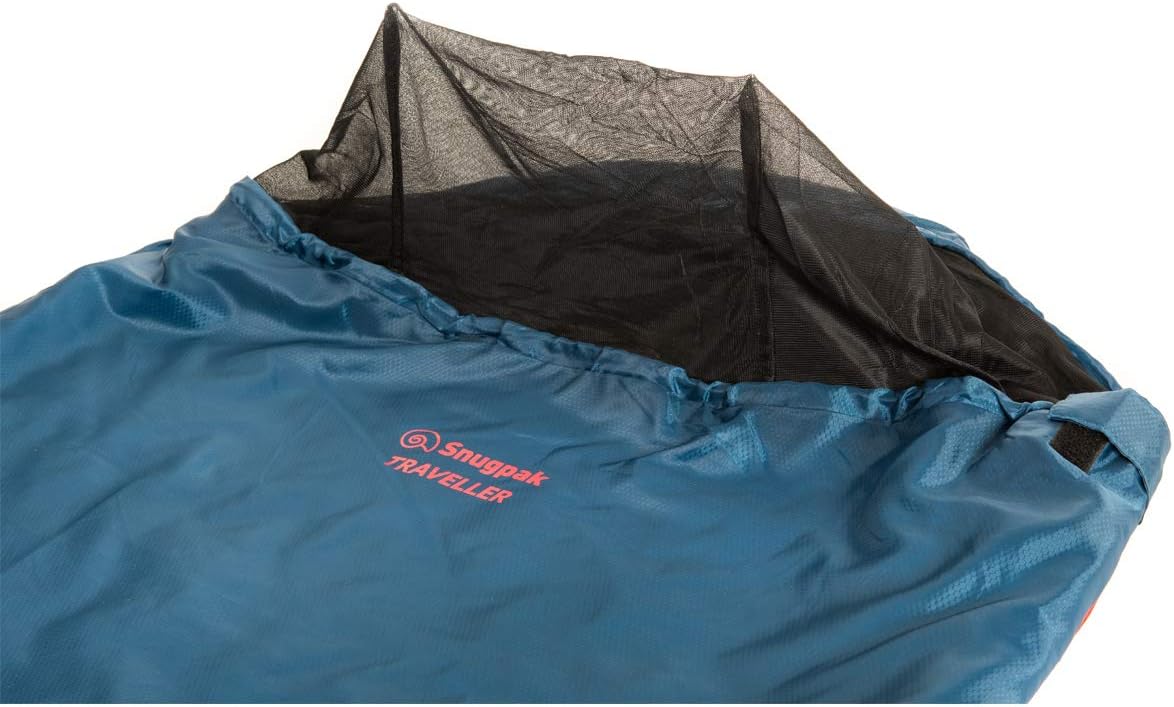 Snugpak Travelpak Traveler Sleeping Bag with Mosquito Net, Lightweight, Petrol Blue