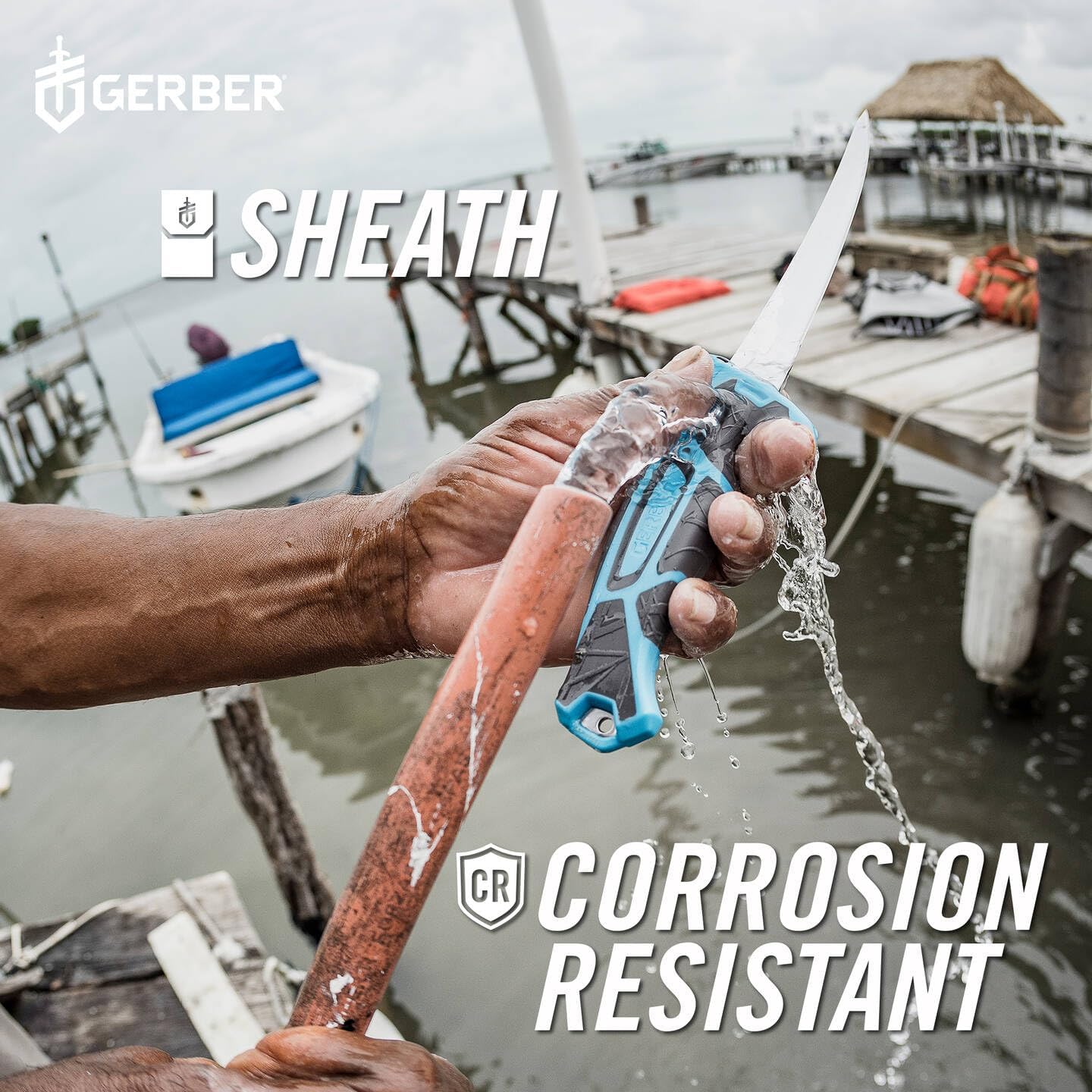 Gerber Gear Controller - Saltwater Fillet Knife for Fishing - Tough Fishing Knife - Premium Fishing Gear - 6", Cyan
