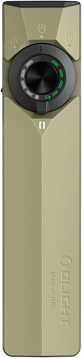 OLIGHT ArkPro Ultra EDC Flat Flashlight, Rechargeable Portable Flash Light, 1700 Lumens with White LED, UV and Green Beam for Working, Emergency, Camping, Everyday Carry (Olive Green CW)