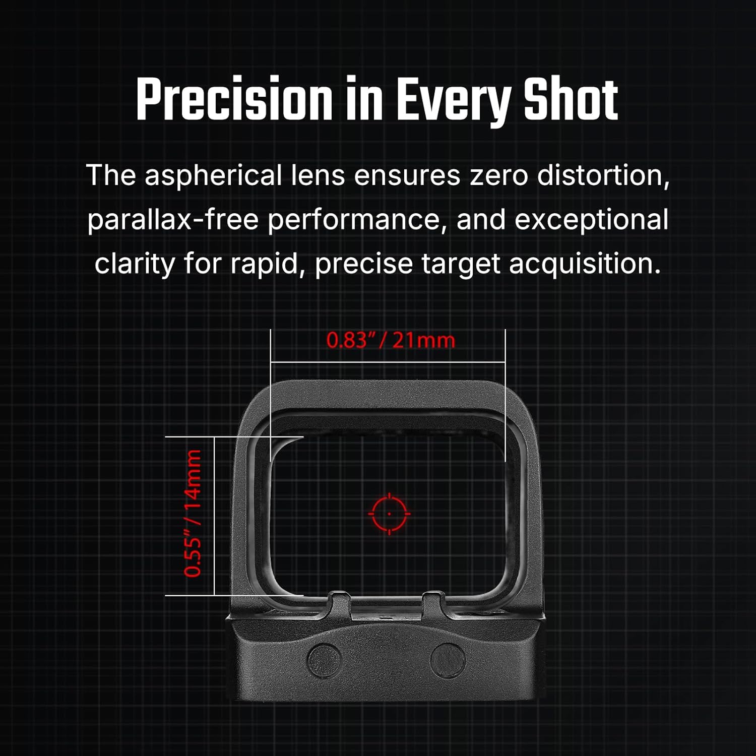 OSIGHT S Multi-Reticle Micro Enclosed Sight with Charging Cover, 2 MOA Dot & 32 MOA Circle for RMSc Footprint, Parallax-Free Durable Reflex Sights (Red Dot)