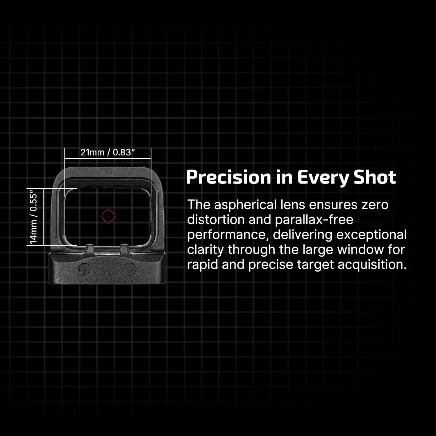 OSIGHT S Multi-Reticle Micro Enclosed Sight with Charging Cover, 2 MOA Dot & 32 MOA Circle for RMSc Footprint, Parallax-Free Durable Reflex Sights (Red Dot)