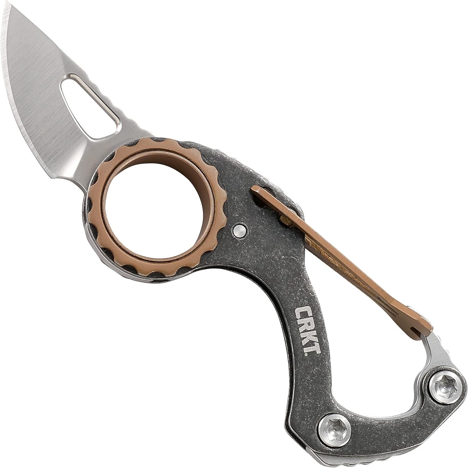 CRKT Compano 9082 EDC Pocket Knife Compact Carabiner Pocket Knife,bronze accents