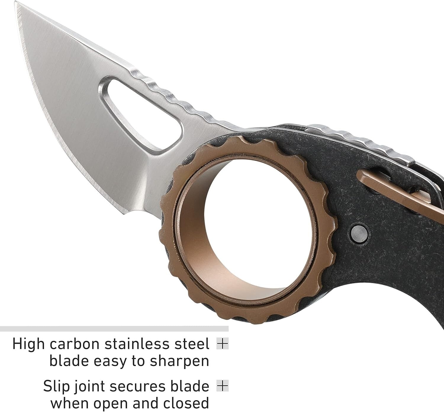CRKT Compano 9082 EDC Pocket Knife Compact Carabiner Pocket Knife,bronze accents