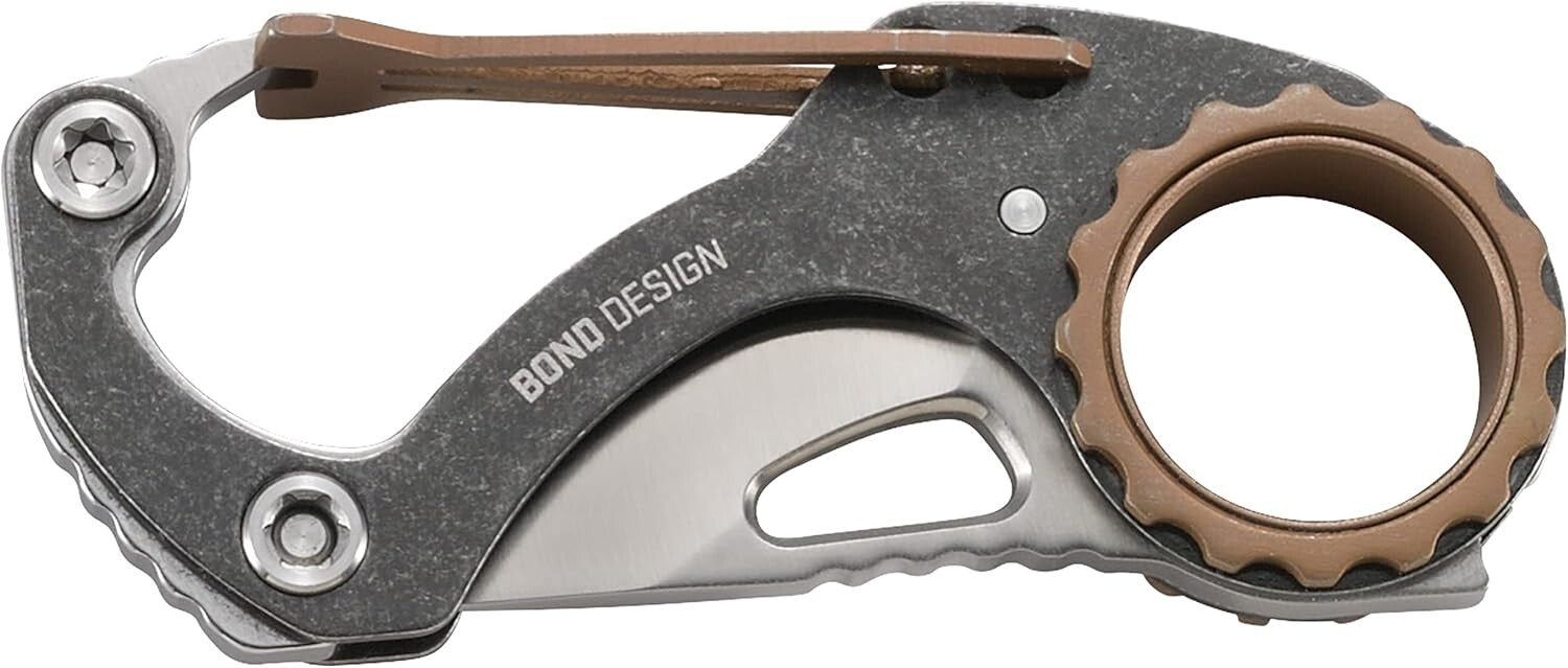 CRKT Compano 9082 EDC Pocket Knife Compact Carabiner Pocket Knife,bronze accents