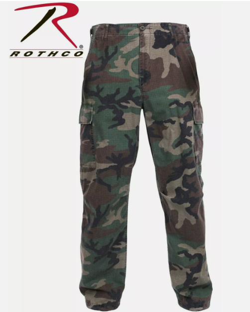 ROTHCO 4271 Woodland Camo Vintage 100% Rip-Stop Vietnam Era BDU Fatigue Pants