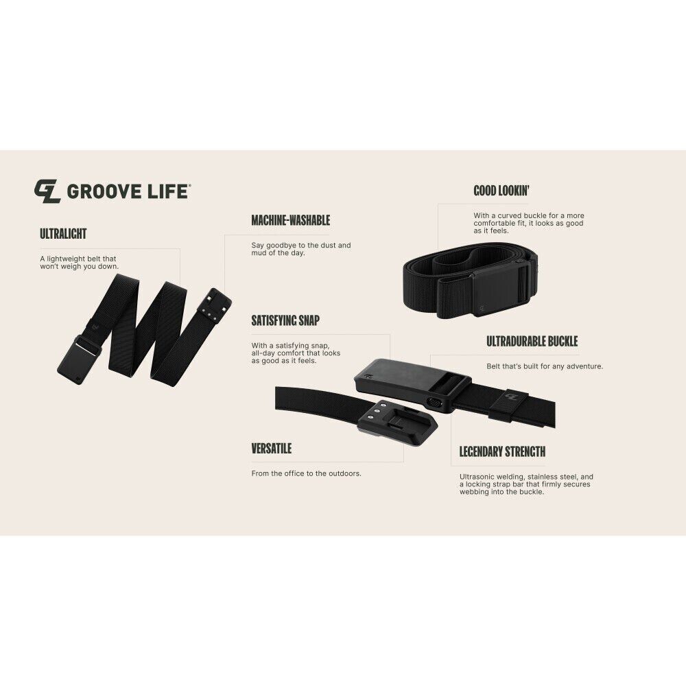 Groove Life Ultra Groove Snap Belt-polymer buckle - Choose color (Black) OSFM