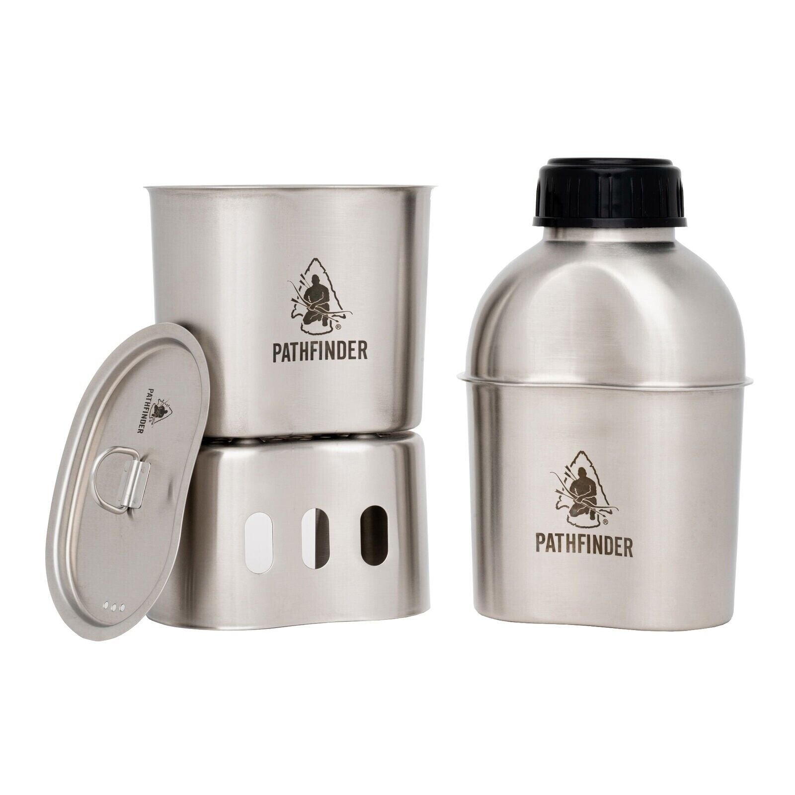 Pathfinder Canteen Cooking Set 39oz Wide-mouth Stainless Steel Canteen PFCCS-101