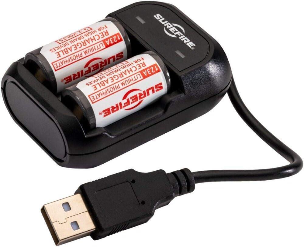 SureFire Rechargeable 123A Batteries (x2) and Charger SFLFP123-KIT