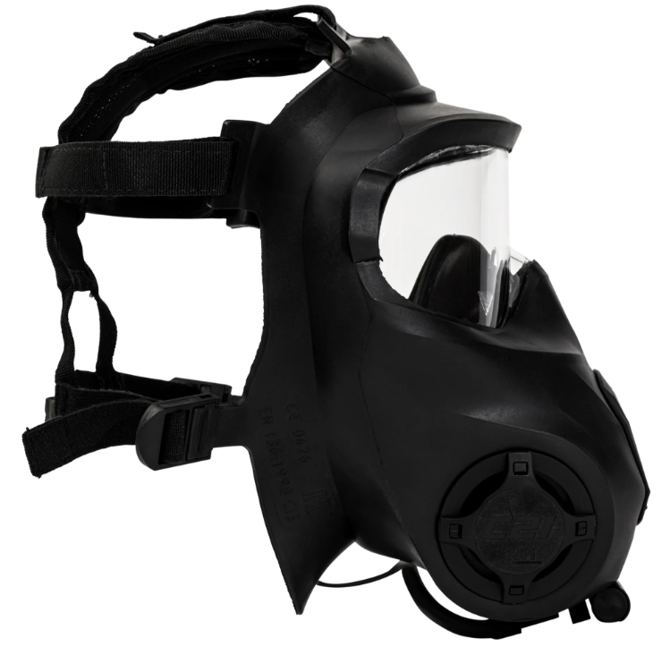MIRA Safety Tactical Gas Mask: C21 Full Face Respirator - CHOOSE SIZE S,M,L/Left Side