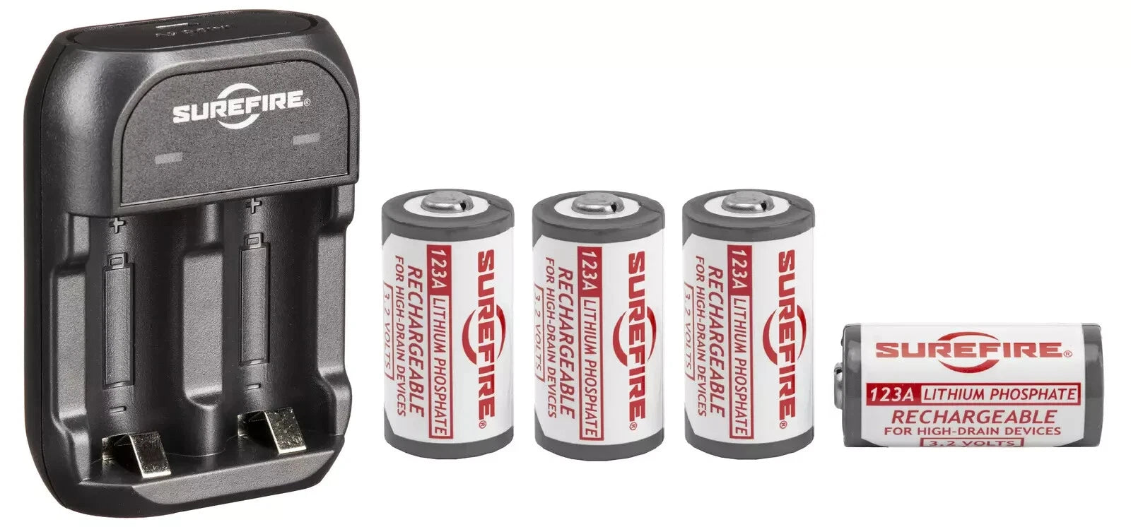 SureFire Rechargeable 123A Batteries (x4) and Charger SFLFP123-KIT