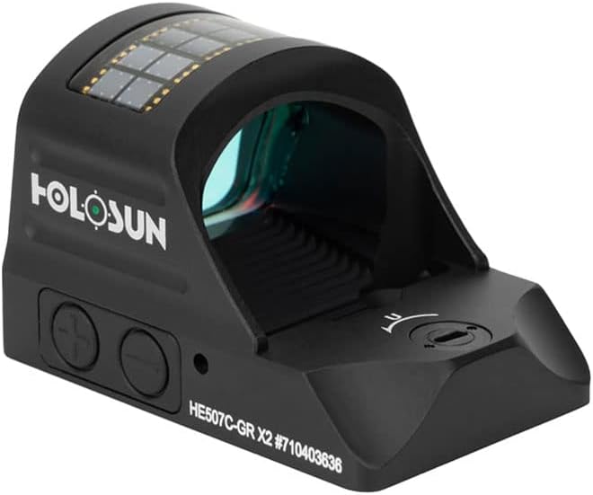 HOLOSUN HE507C-GR X2 / HS507C X2 2 MOA Dot & 32 MOA Circle Open Reflex Pistol Sight - Durable Shake-Awake Solar Failsafe Parallax-Free Aluminum Sight for Full-Sized Handguns - Green  Dot