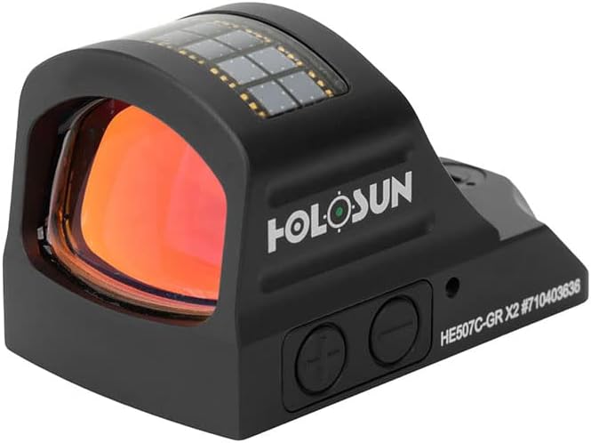 HOLOSUN HE507C-GR X2 / HS507C X2 2 MOA Dot & 32 MOA Circle Open Reflex Pistol Sight - Durable Shake-Awake Solar Failsafe Parallax-Free Aluminum Sight for Full-Sized Handguns - Green  Dot