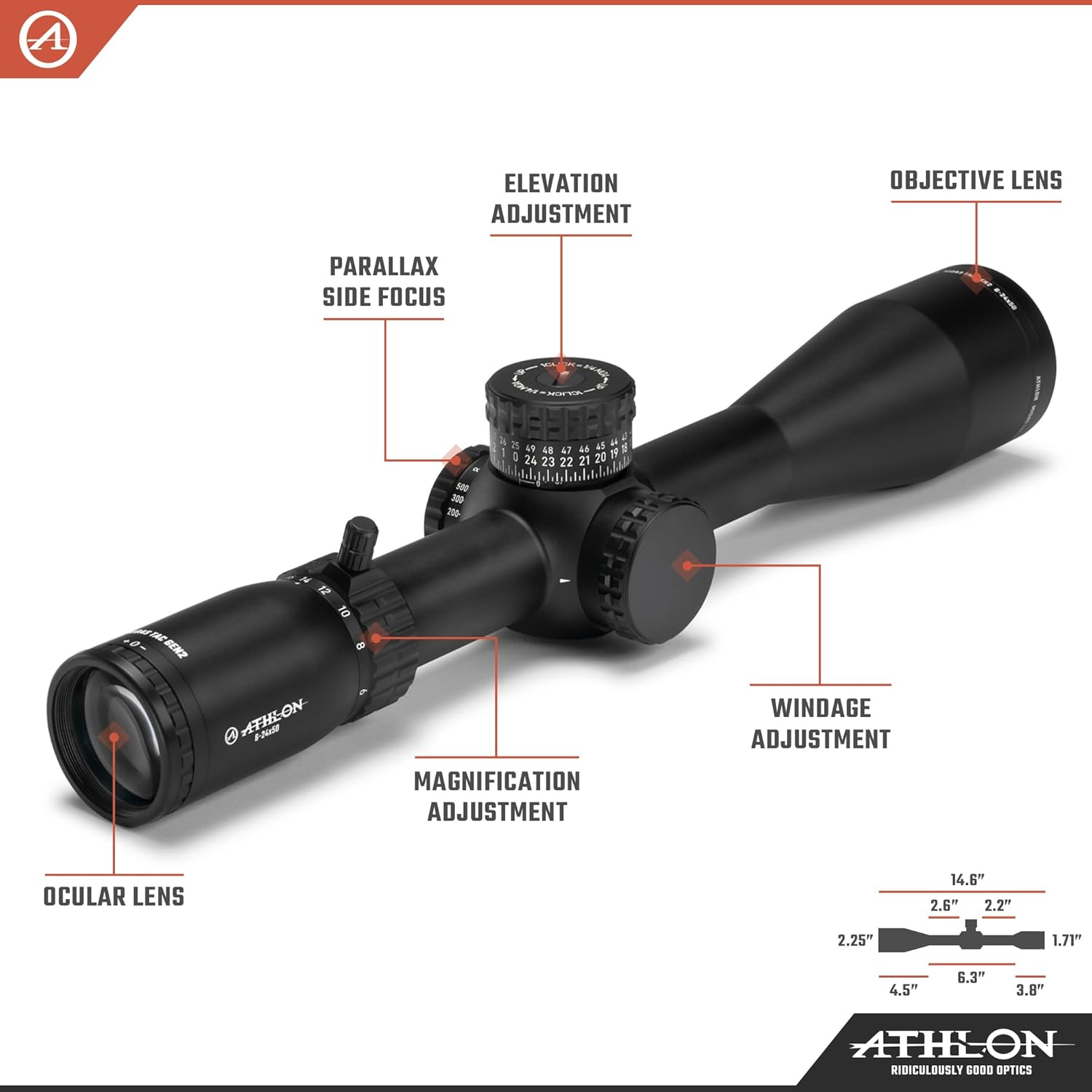 Athlon MIDAS TAC GEN2 HD 6-24×50 APLR15 FFP MOA