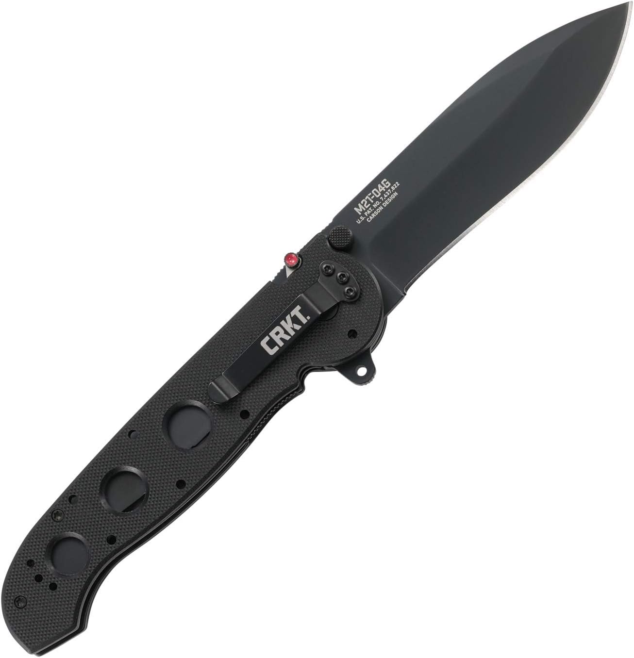 CRKT M21-04G Folding Knife with Liner Lock: 1.4116 Plain Edge Blade, G10 Handle w/Liner Lock, Reversible Pocket Clip, M21-04G