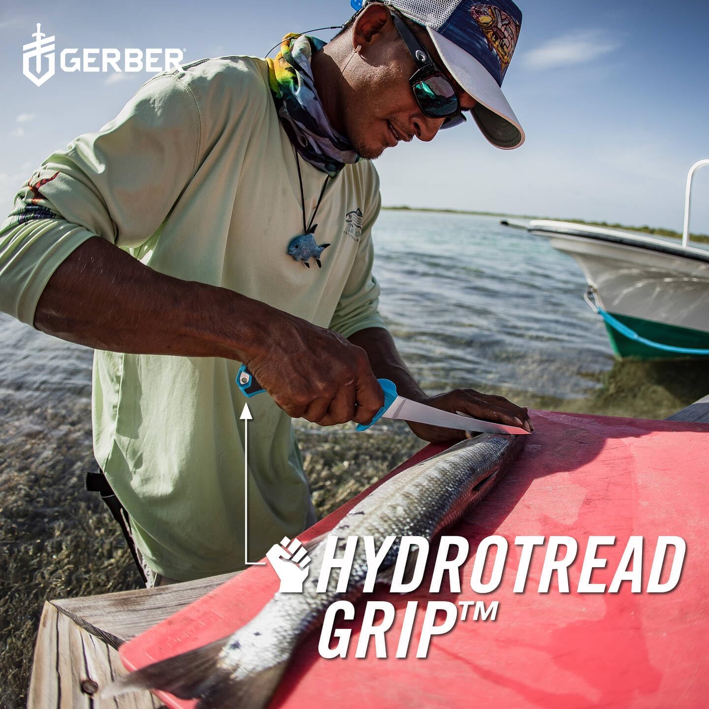 Gerber Gear Controller - Saltwater Fillet Knife for Fishing - Tough Fishing Knife - Premium Fishing Gear - 6", Cyan