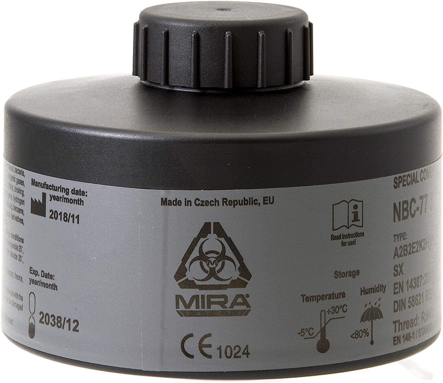 MIRA CBRN Gas Mask Filter NBC-77 SOF 40mm Thread - 20 Year Shelf Life