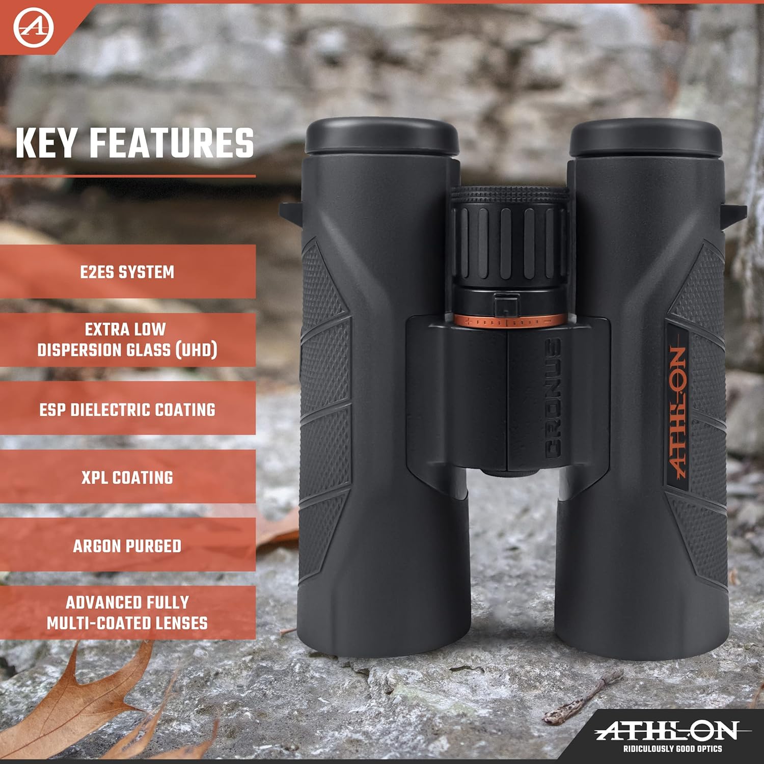 Athlon Optics 10x42 Cronus G2 UHD Black Binoculars with Eye Relief , High-Powered Binoculars for Hunting, Birdwatching, and More