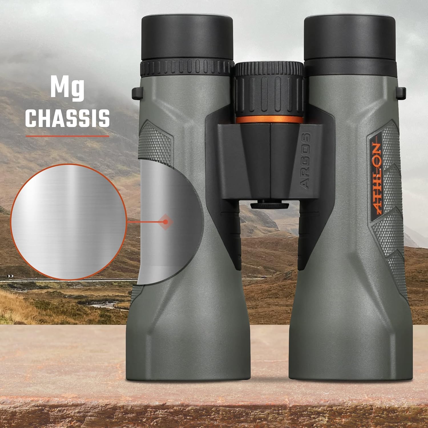 Athlon Optics 12x50 Argos G2 HD Gray Binoculars with Eye Relief , High-Powered Binoculars for Hunting, Birdwatching, and More