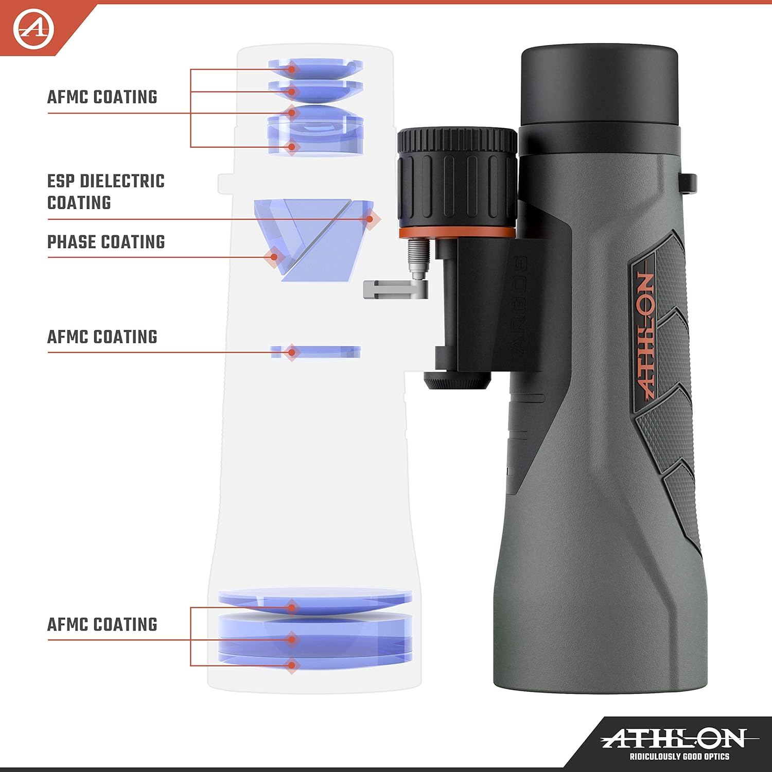 Athlon Optics 12x50 Argos G2 HD Gray Binoculars with Eye Relief , High-Powered Binoculars for Hunting, Birdwatching, and More