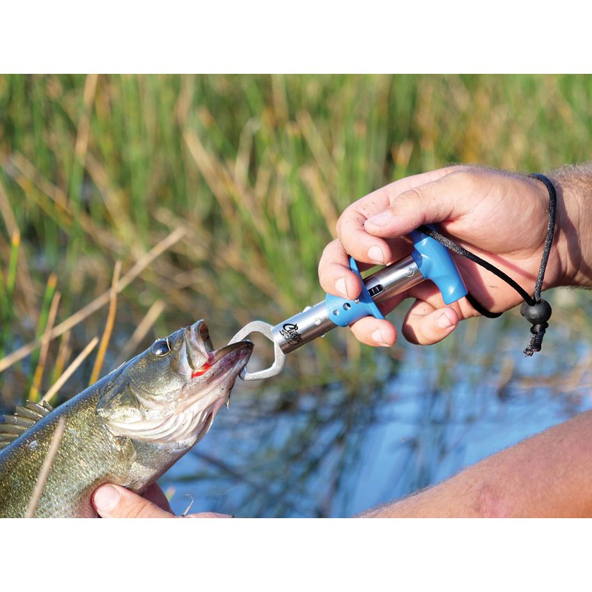CUDA 6" Fish Lip Gripper, Durable Stainless Steel Up to 22 Lbs Fishing Accessory Tool for Freshwater Fish with Non-Slip T-Handle, Lanyard Included