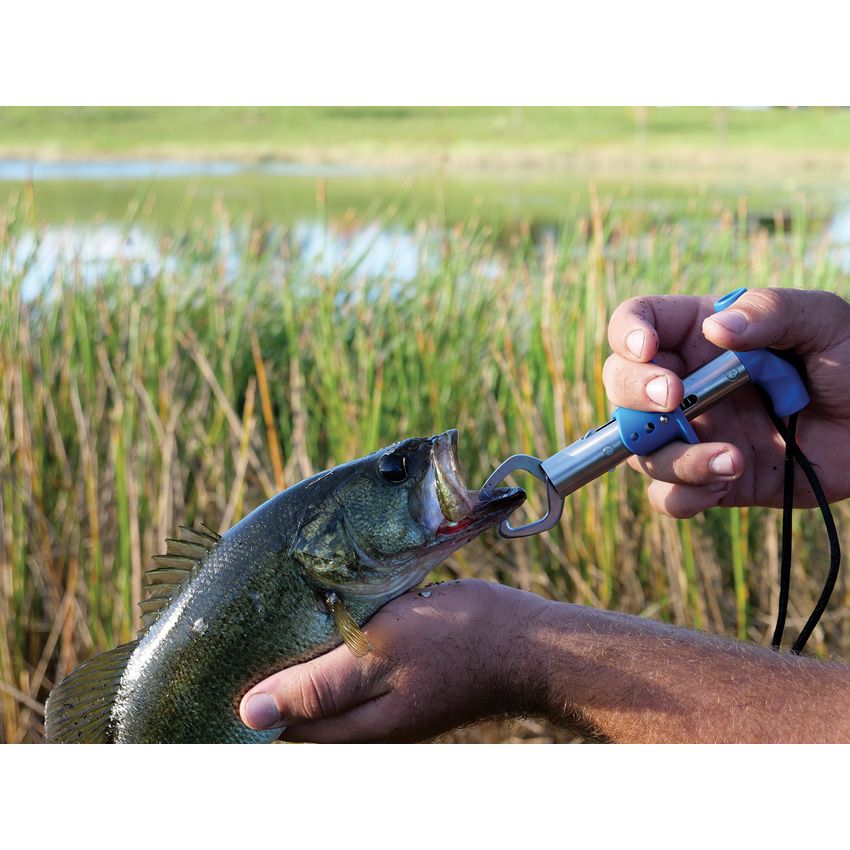 CUDA 6" Fish Lip Gripper, Durable Stainless Steel Up to 22 Lbs Fishing Accessory Tool for Freshwater Fish with Non-Slip T-Handle, Lanyard Included