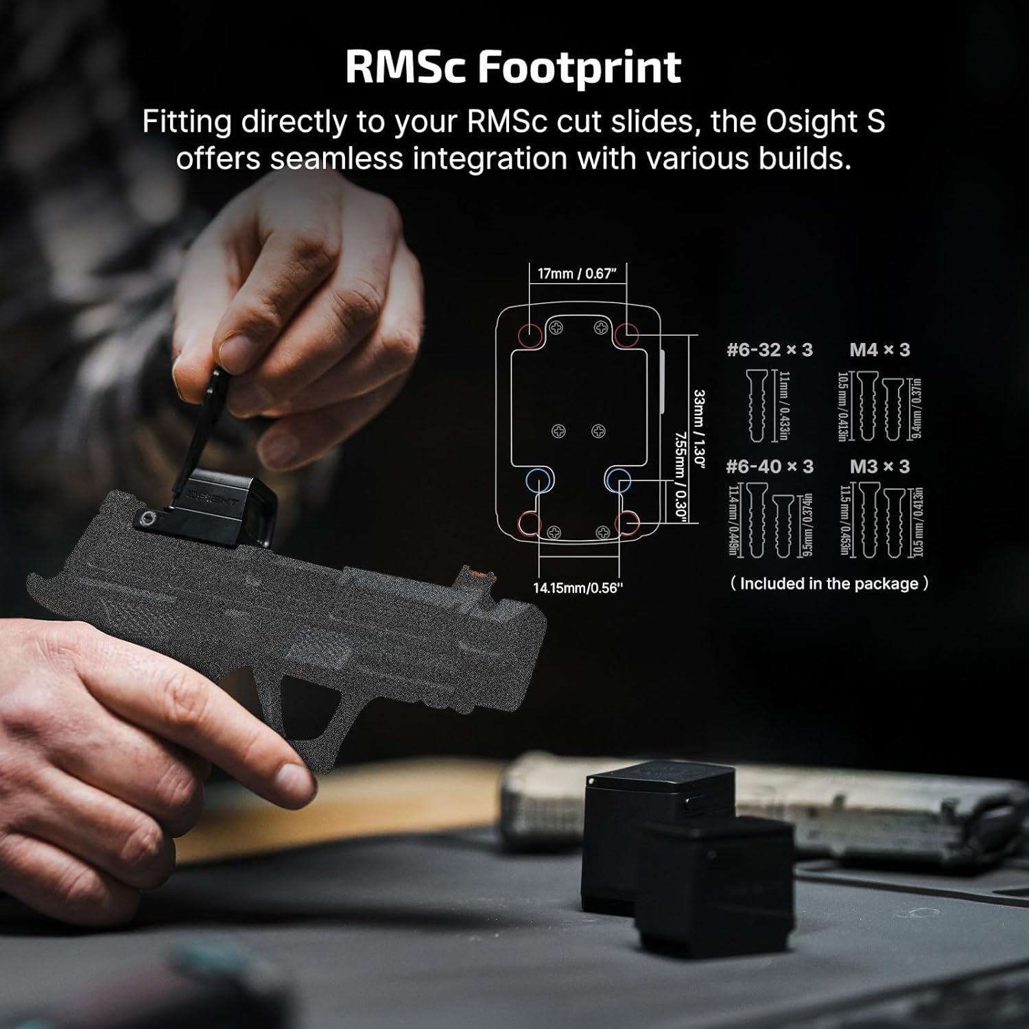 OSIGHT S Multi-Reticle Micro Enclosed Sight with Charging Cover, 2 MOA Dot & 32 MOA Circle for RMSc Footprint, Parallax-Free Durable Reflex Sights (Red Dot)