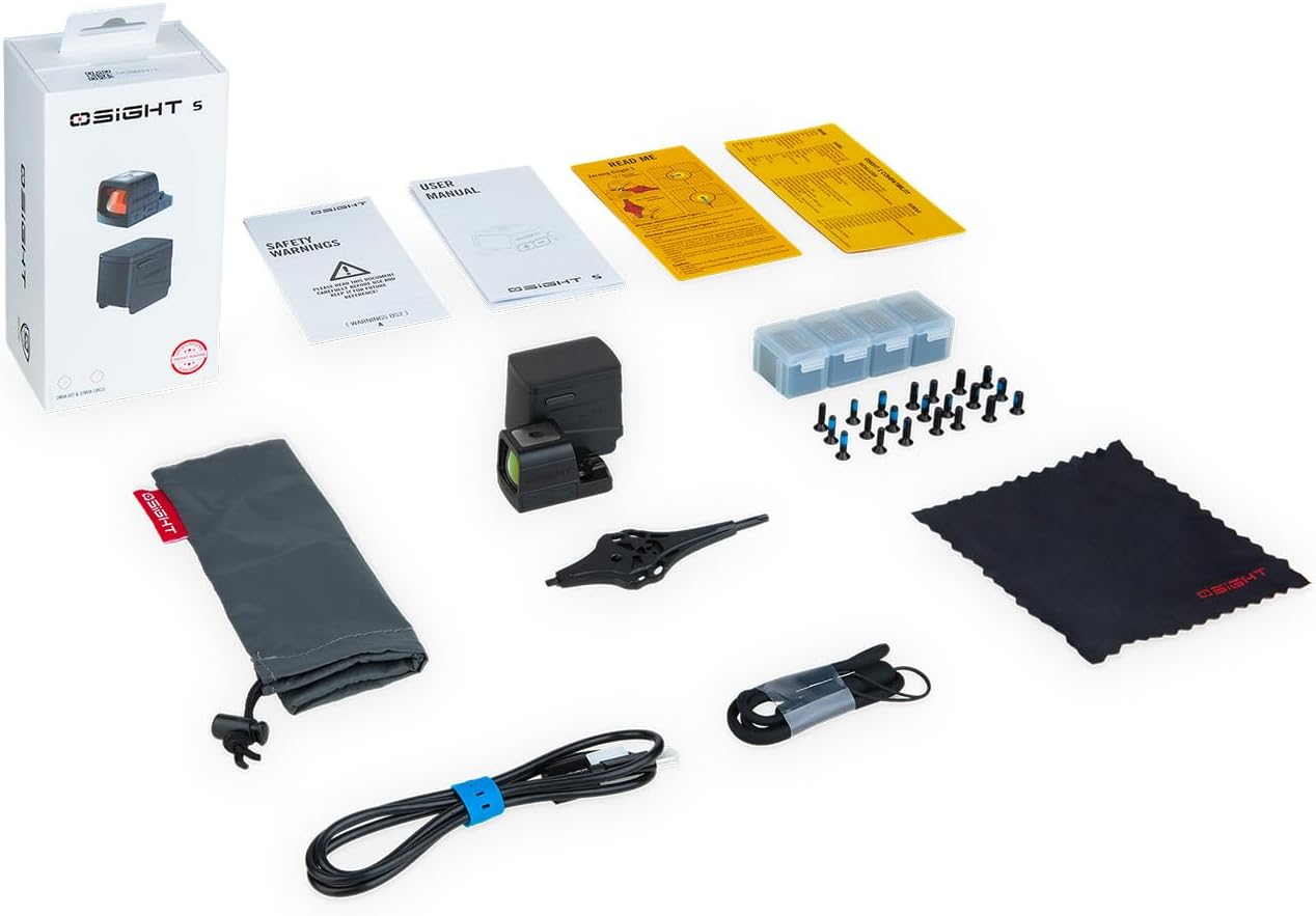 OSIGHT S Multi-Reticle Micro Enclosed Sight with Charging Cover, 2 MOA Dot & 32 MOA Circle for RMSc Footprint, Parallax-Free Durable Reflex Sights (Red Dot)