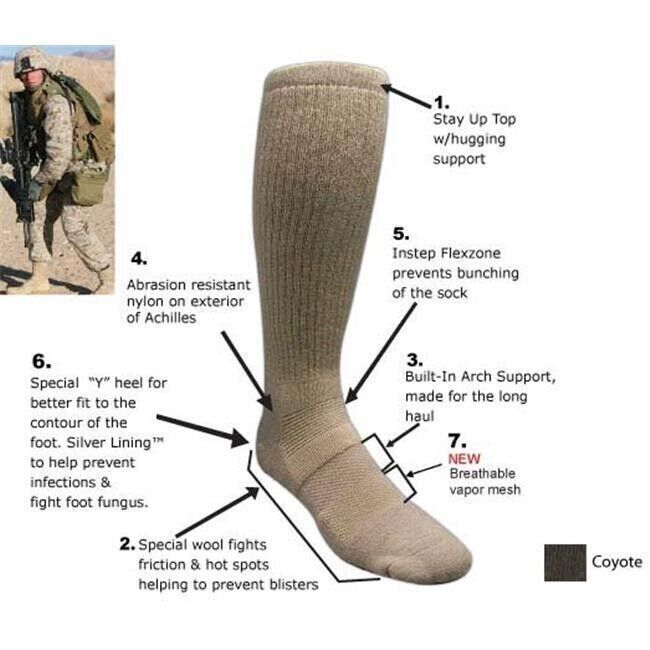 Covert Threads Sand Military Boot Sock in Coyote Brown